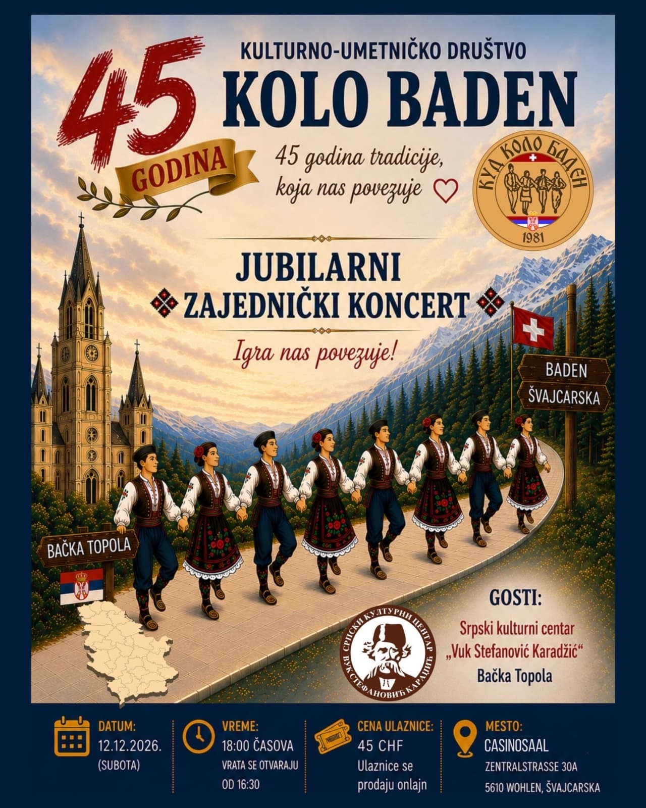 Jubilarni Zajednički Koncert - 45 Godina KUD “Kolo” Baden
